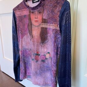 DESIGUAL long sleeve top sz M (L) purple multicolour iridescent